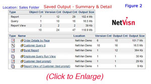 cognos content store saved output summary
