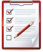 checklist on clipboard
