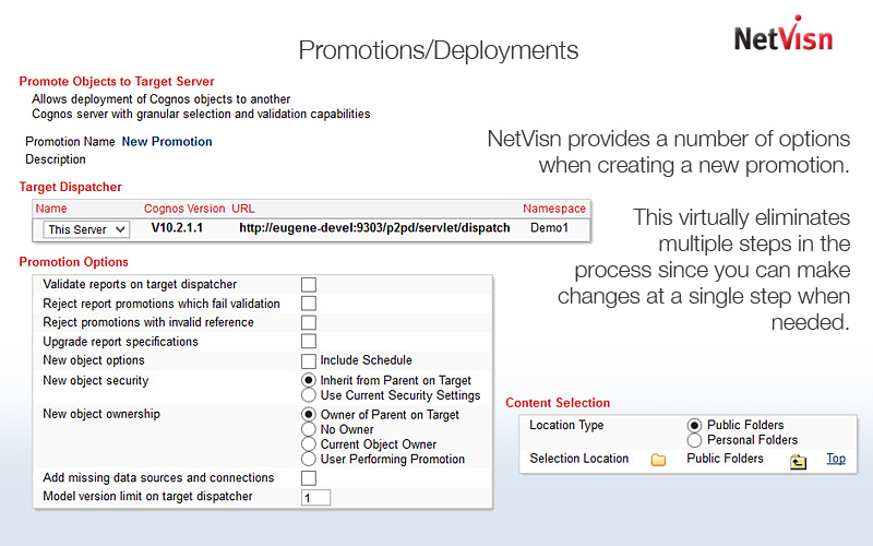 promoting cognos content