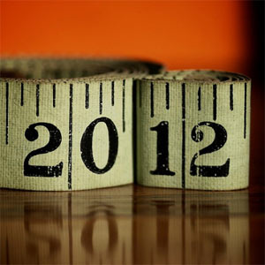 measuring tape folded to read 2012