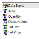 data items menu