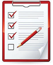 checklist on clipboard