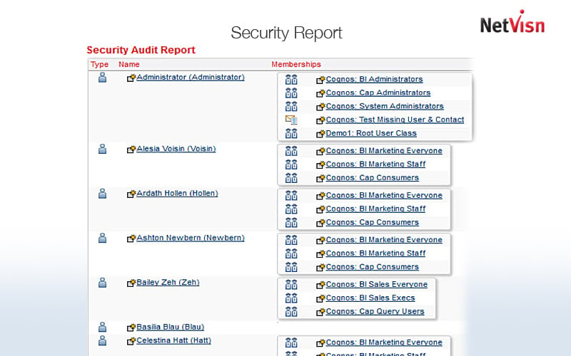 security report screenshot