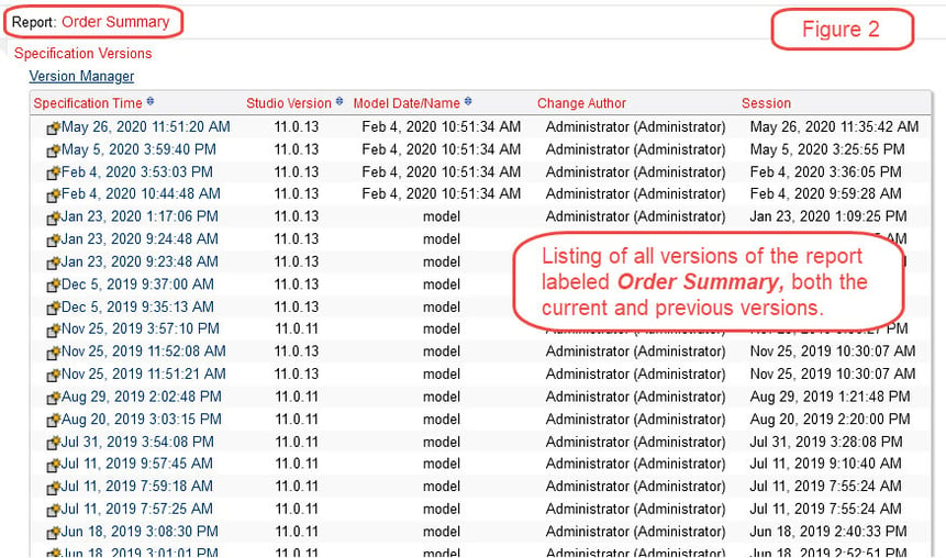 cognos documentation version list