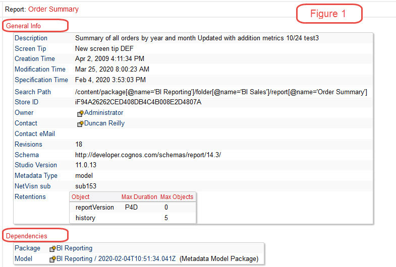 cognos documentation order summary