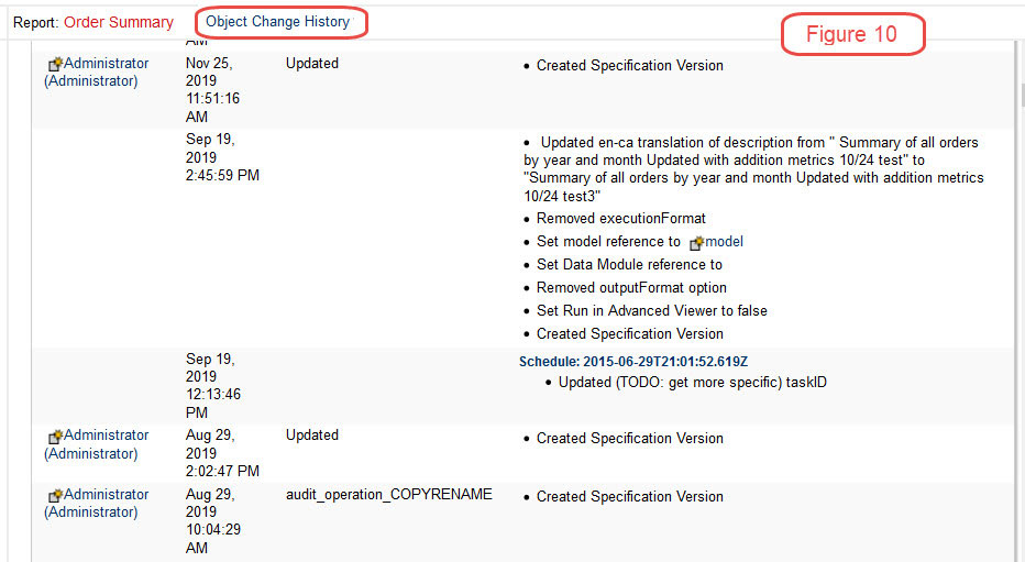 cognos documentation change history