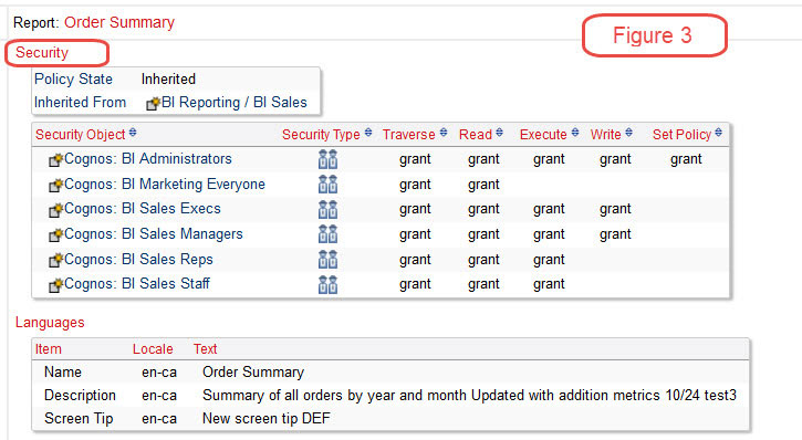 cognos documentation security