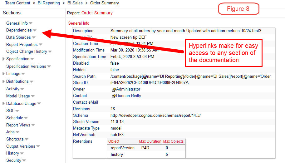 cognos documentation hyperlinks