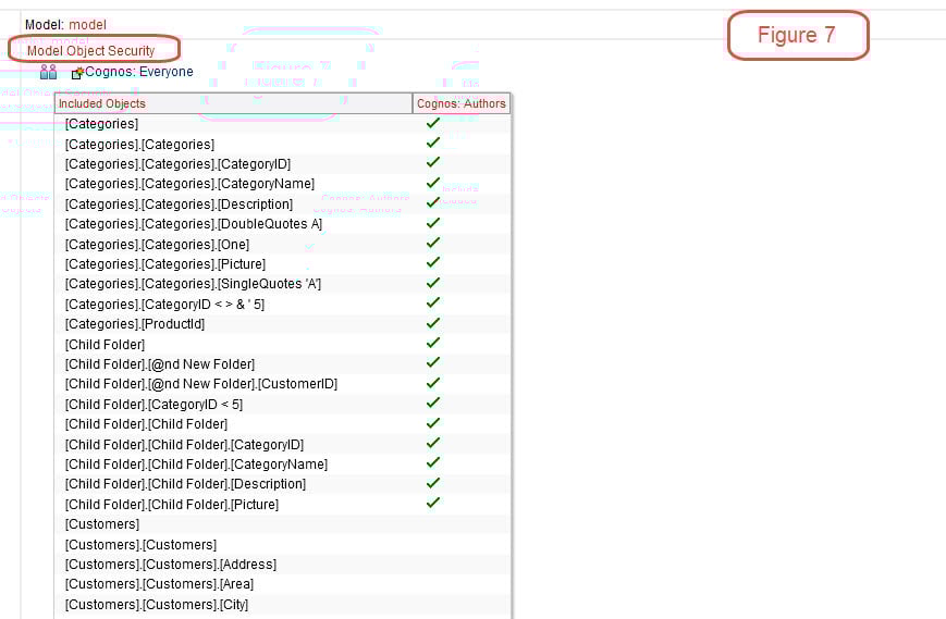 cognos fm model item security