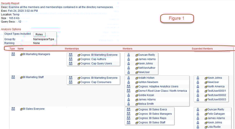 cognos security report self audit