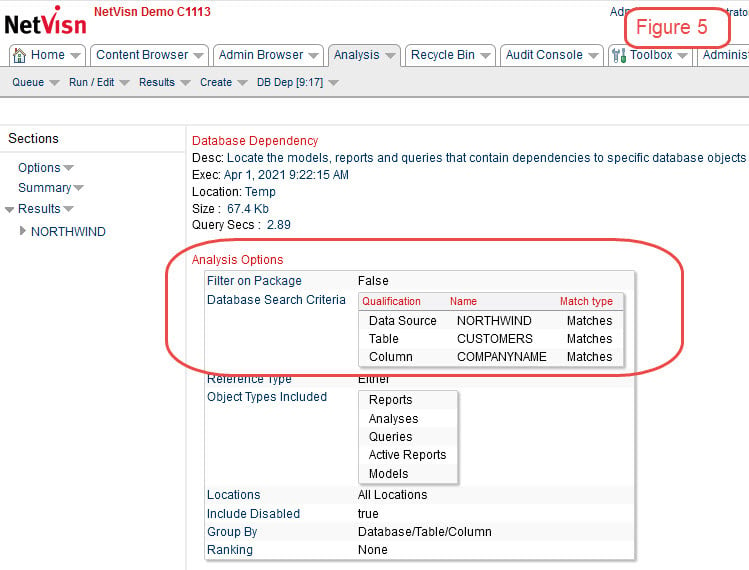 cognos tables and database items