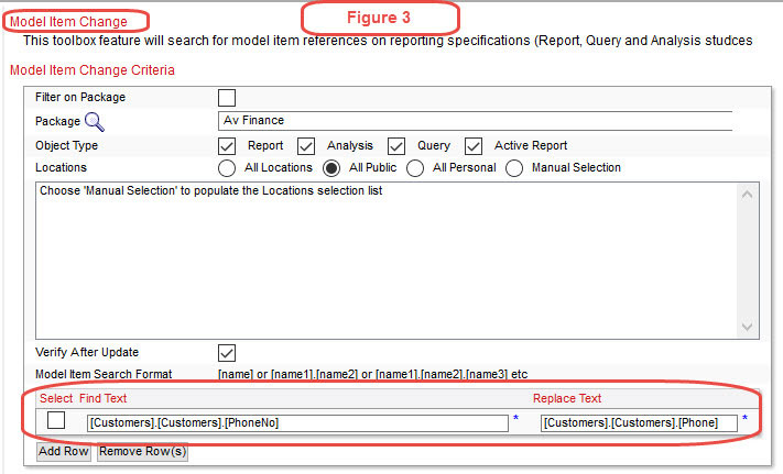 cognos-Model item dependency