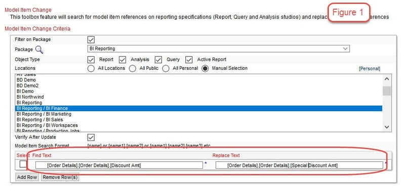 cognos model item change