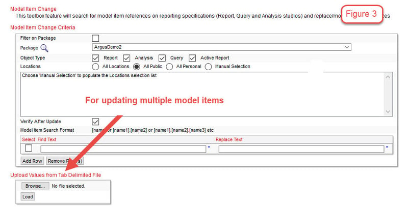 multiple item changed in cognos