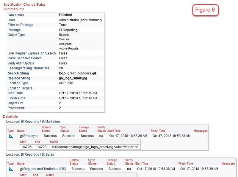 cognos spec change status