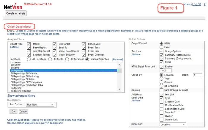 object dependency cognos
