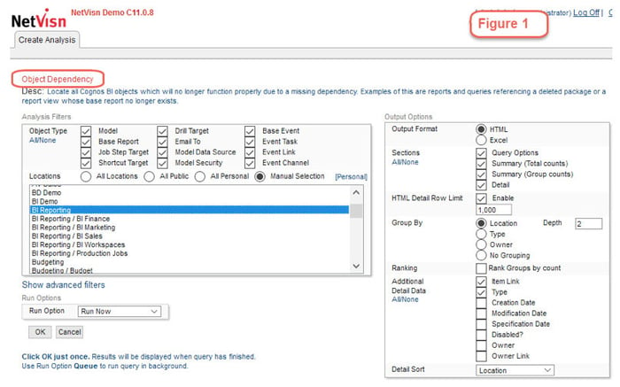 object dependency cognos