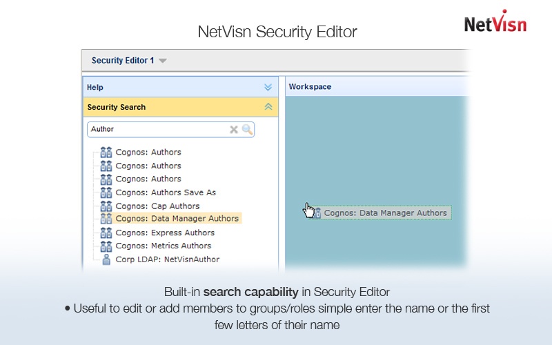 search capability in Cognos Security Editor