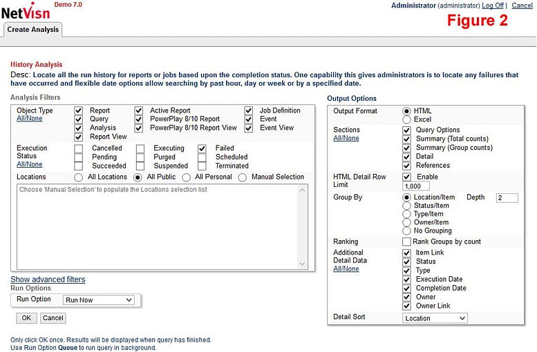 fix failures in cognos using netvisn analytics