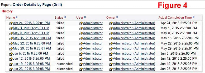 failed report history in netvisn